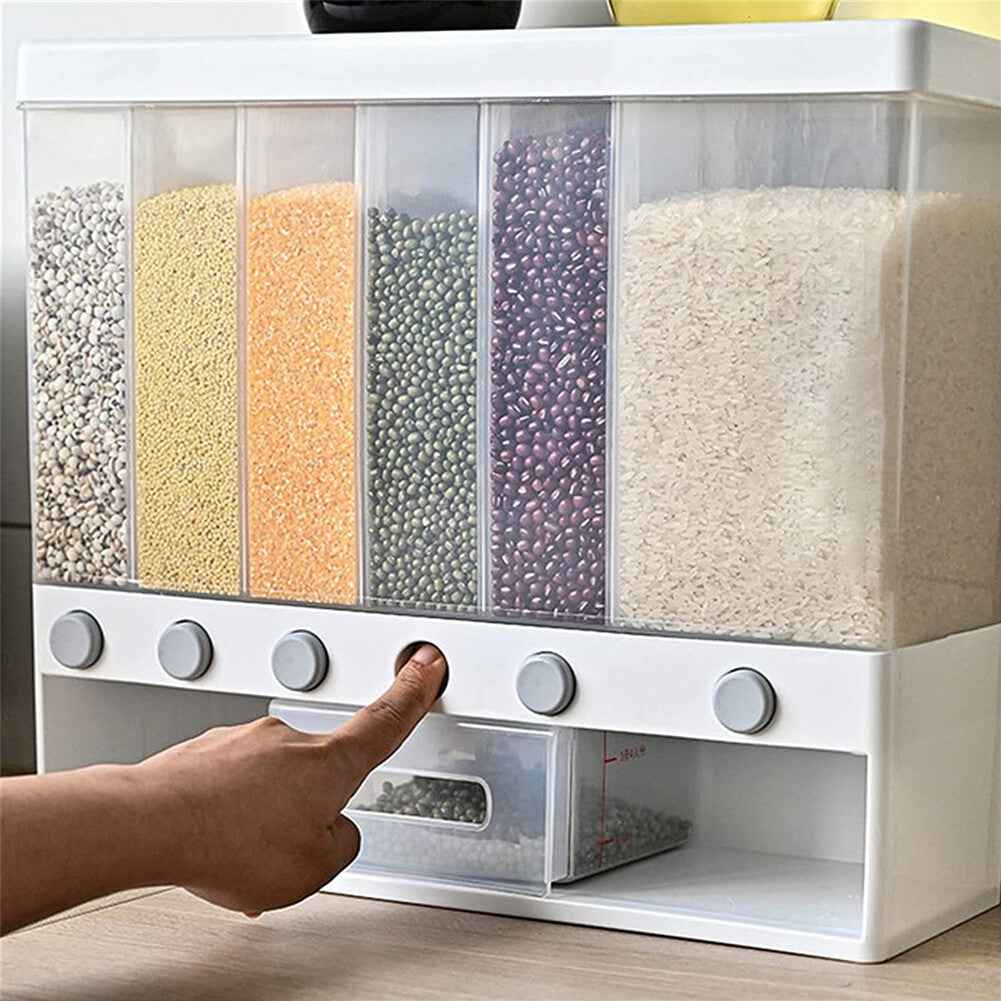 10L Wall Mounted Kitchen Rice Dispenser Container Cereal Dry Food Storage Box UK