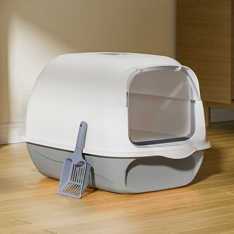 Large Hooded Cat Litter Tray Litter Box Self Cleaning Cat Pan Potty Tray w/ Lid