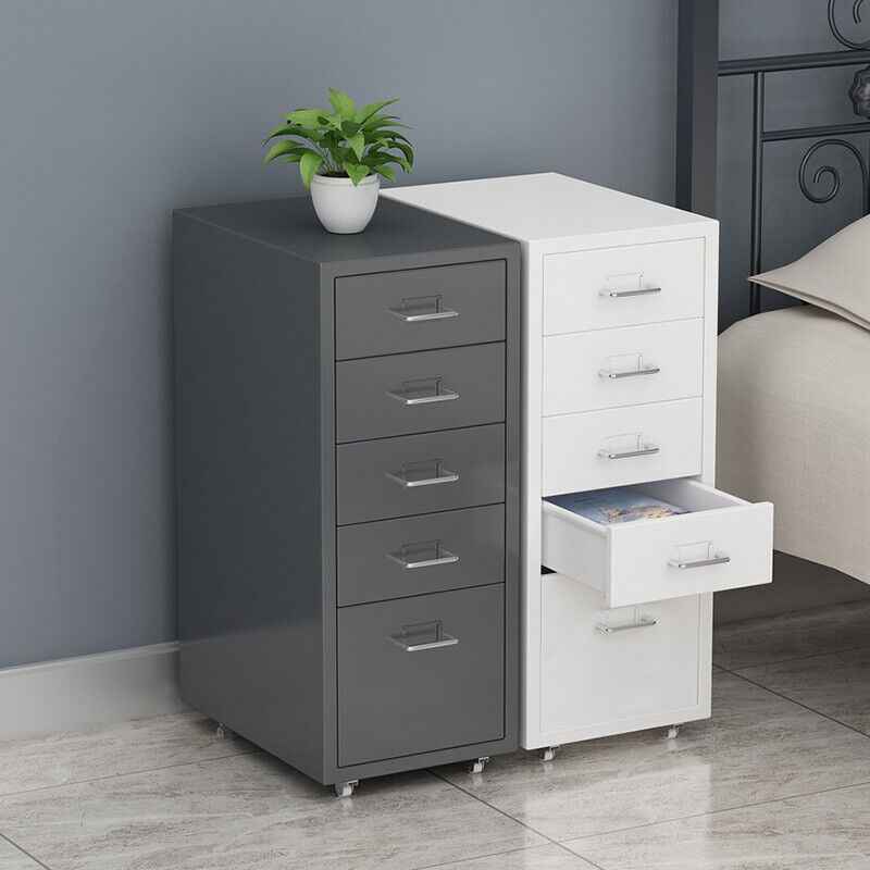3/5/6/8 Drawers Mobile Metal Desk Office Pedestal Storage Filing Cabinets Unit