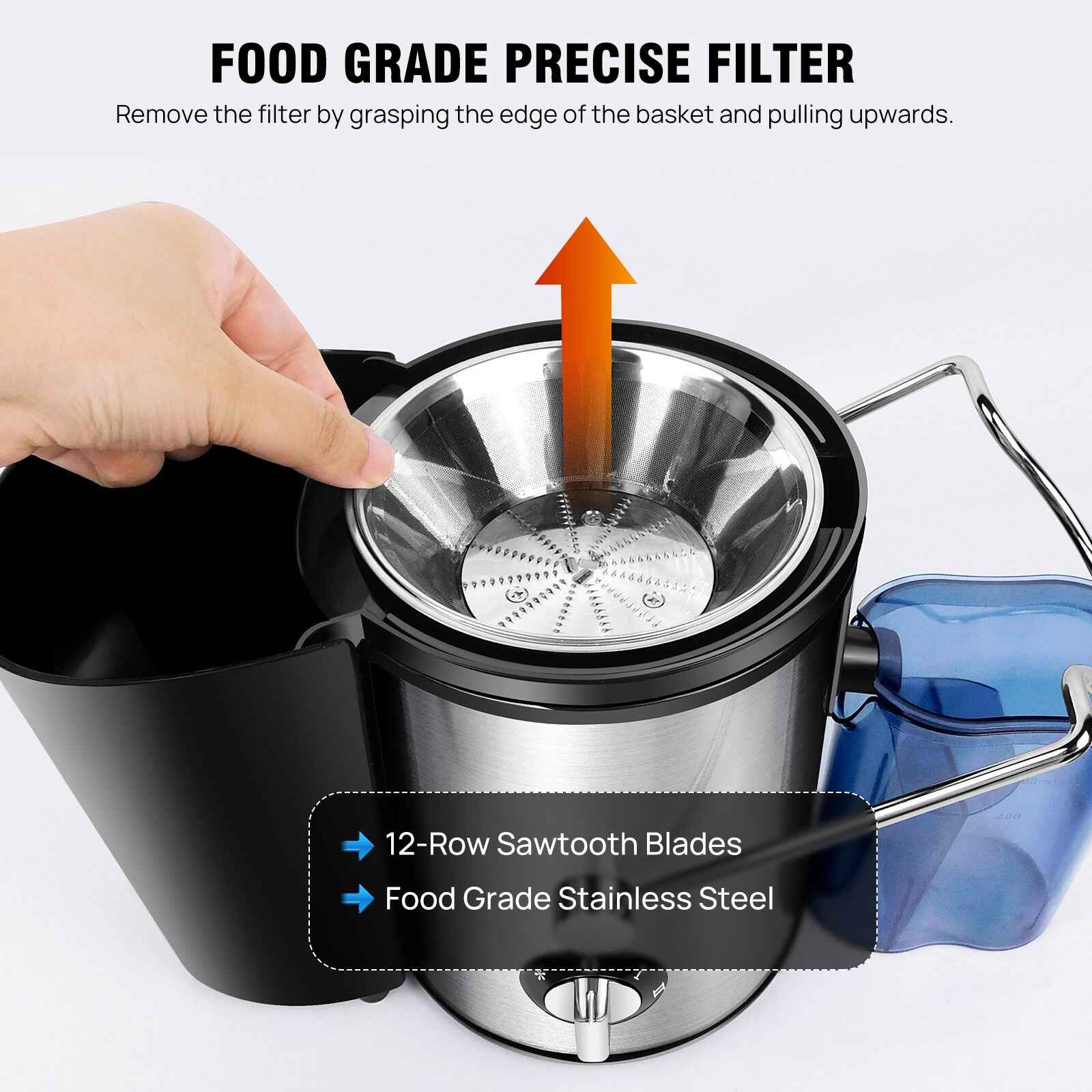 1000W Juicer Machine Whole Fruit and Vegetable Juice Extractor Stainless Steel