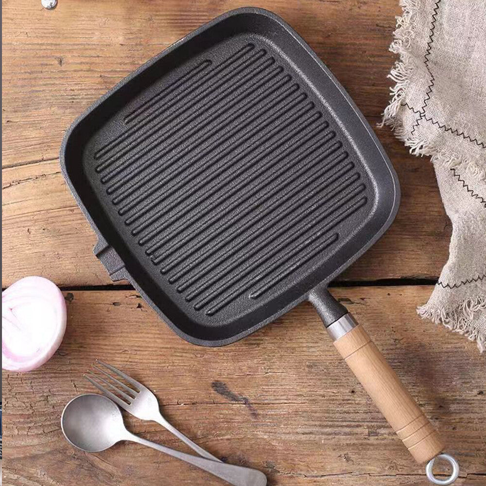 Grill Pan Non Stick Griddle Frying Poring Lips Induction Skillet Cooking Steak