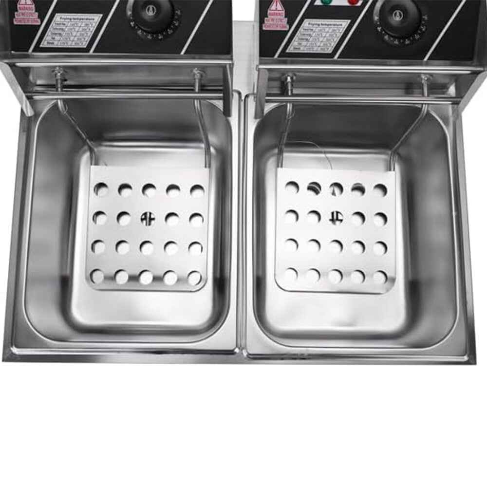 20L 5000W Commercial Electric Deep Fryer Fat Chip Twin Dual Tank Stainless Steel