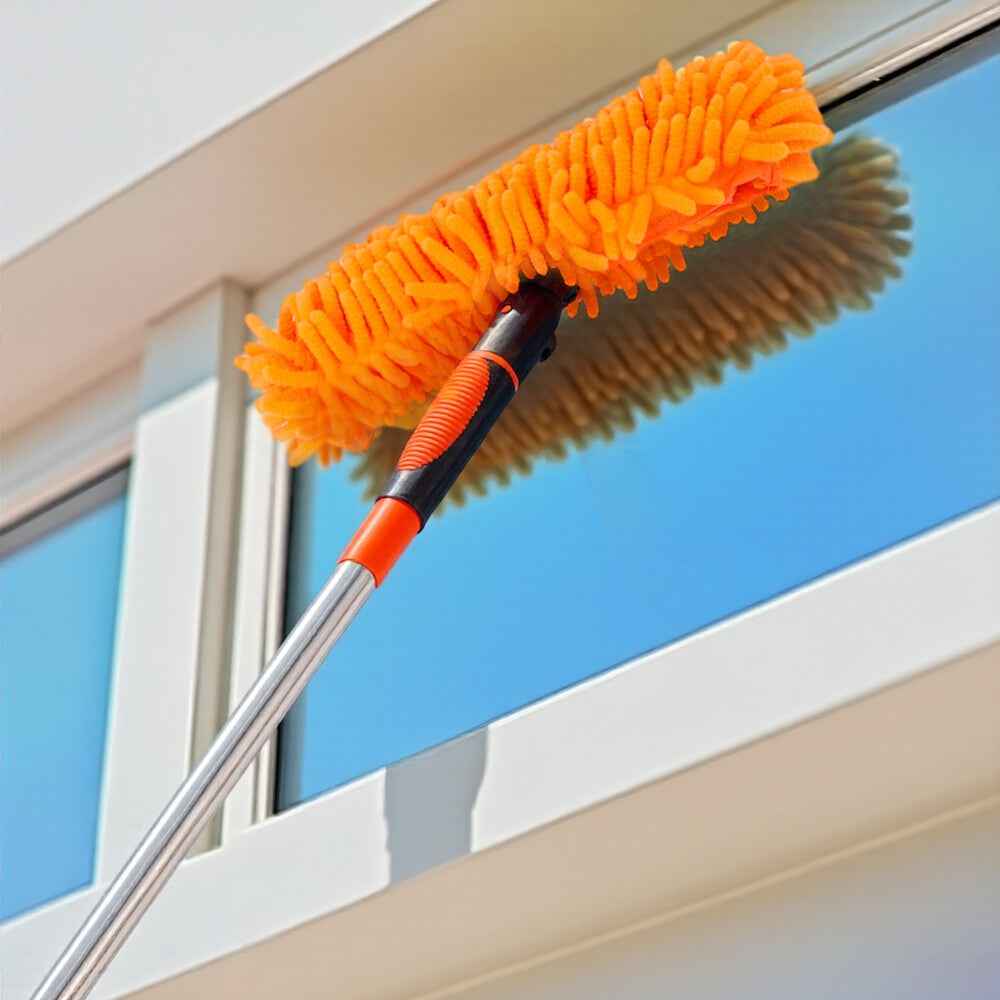 4.3M Long Telescopic Rod 2-in-1 Window Glass Cleaner Wipe & Scraper Cleaning Kit