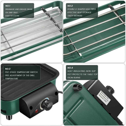 Barbecue 1500W Griddle Indoor BBQ Smokeless Convenient Hot PlateElectric Kwzwgdn