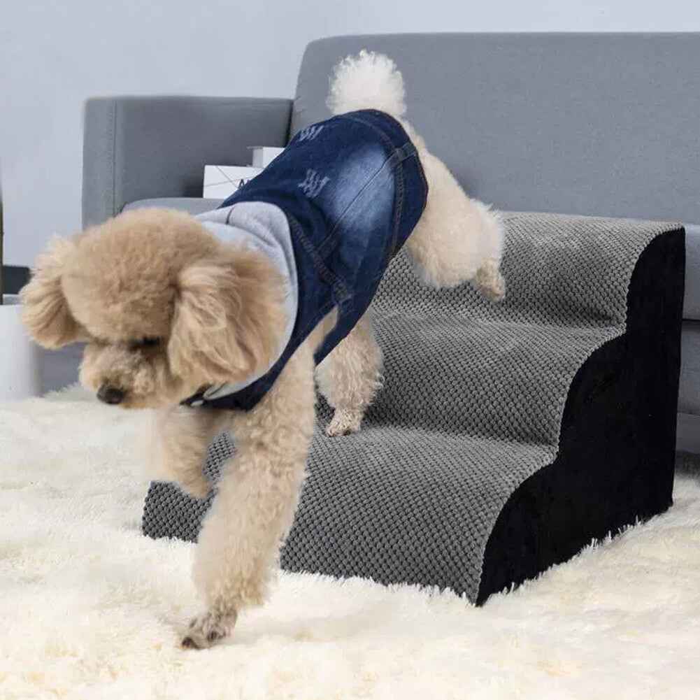 3/4/5 Steps Dog Stairs Pet For Bed Sofa Cats Ladder Ramp With Removable Cover UK