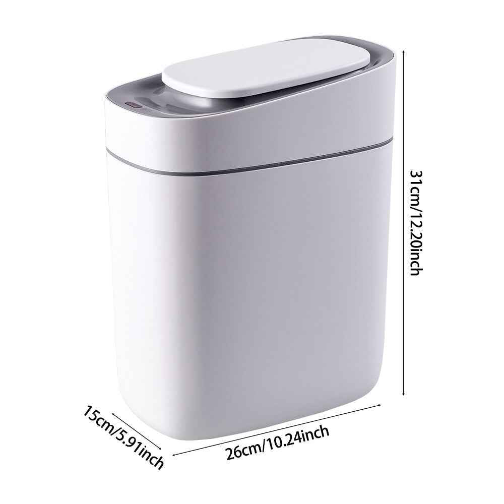 9L Motion Sensor Bin Smart Trash Can with Lid Automatic Waste Bin Trashcan White