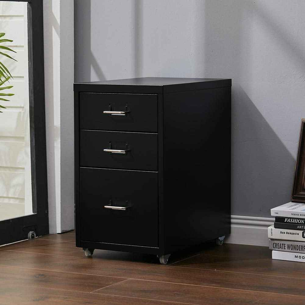 3/5/6/8 Drawers Mobile Metal Desk Office Pedestal Storage Filing Cabinets Unit