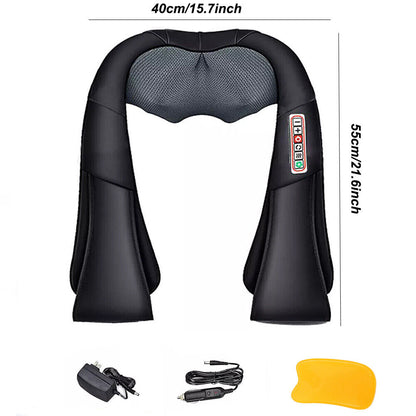 Electric Shiatsu Back Neck Shoulder Massager with Heat Kneading Body Car Home UK