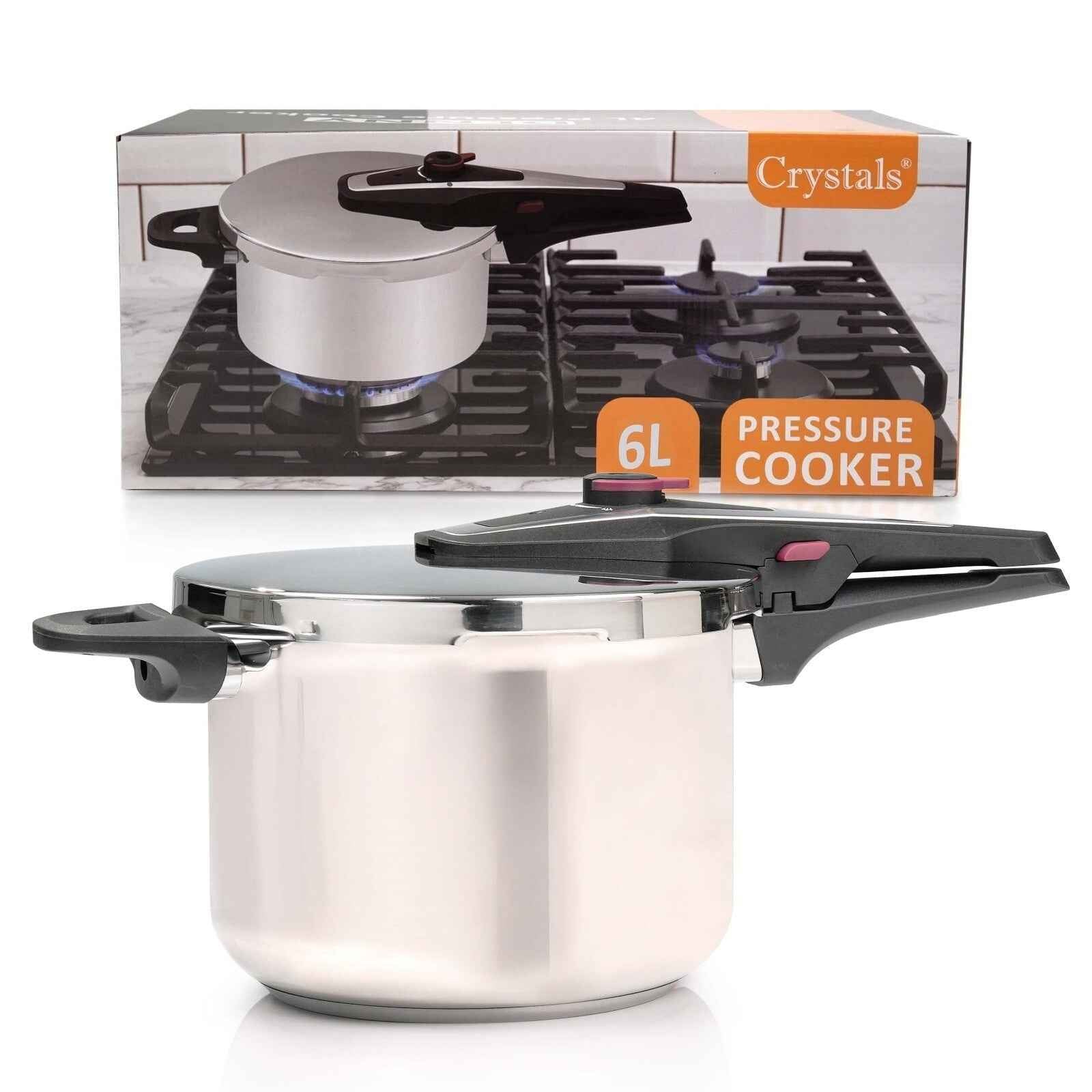4/6 Litre Dual Handle Stainless Steel Pressure Cooker Kitchen Catering Cookware