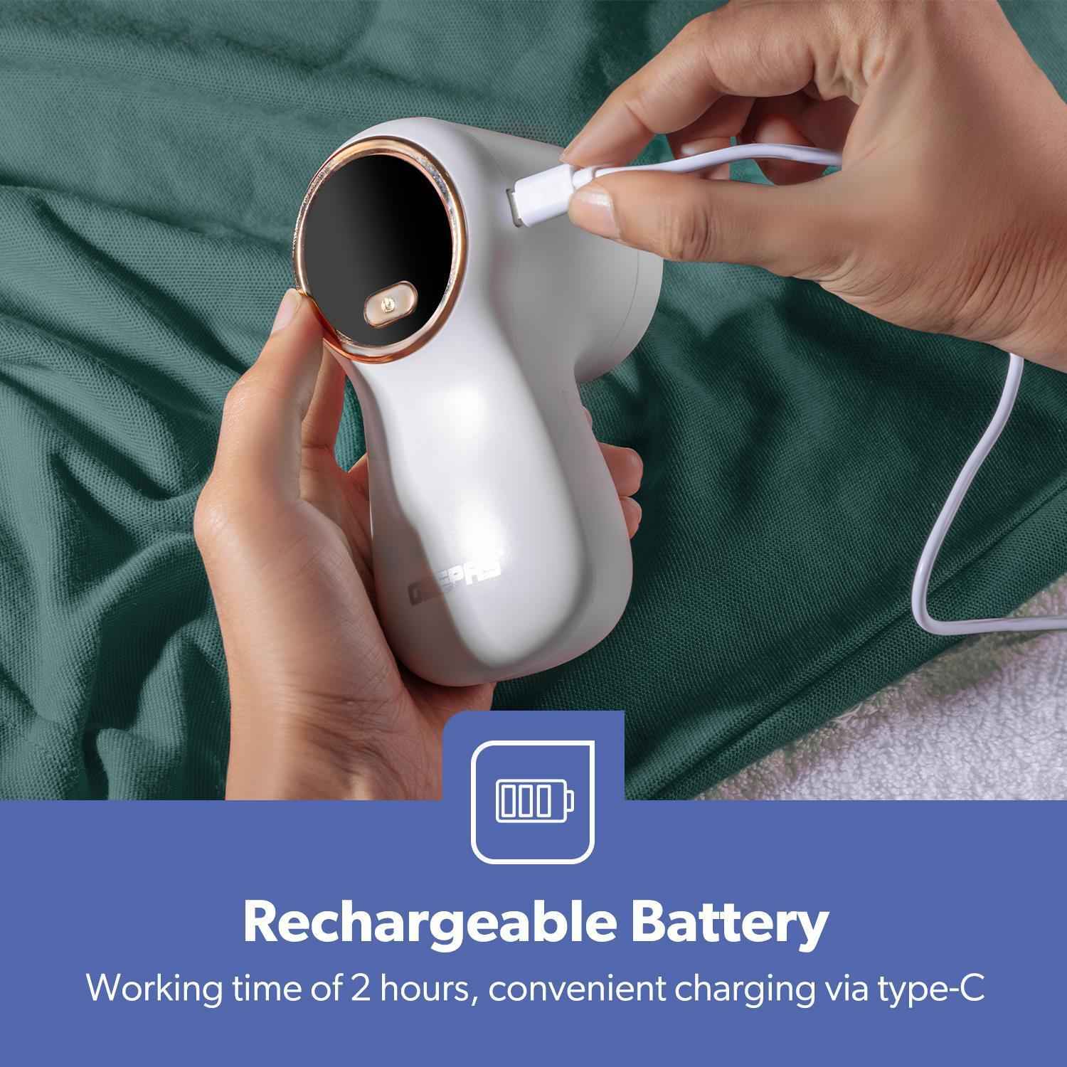 GEEPAS Lint Remover De Bobbler for Clothes Fabric Shaver Battery Operated White