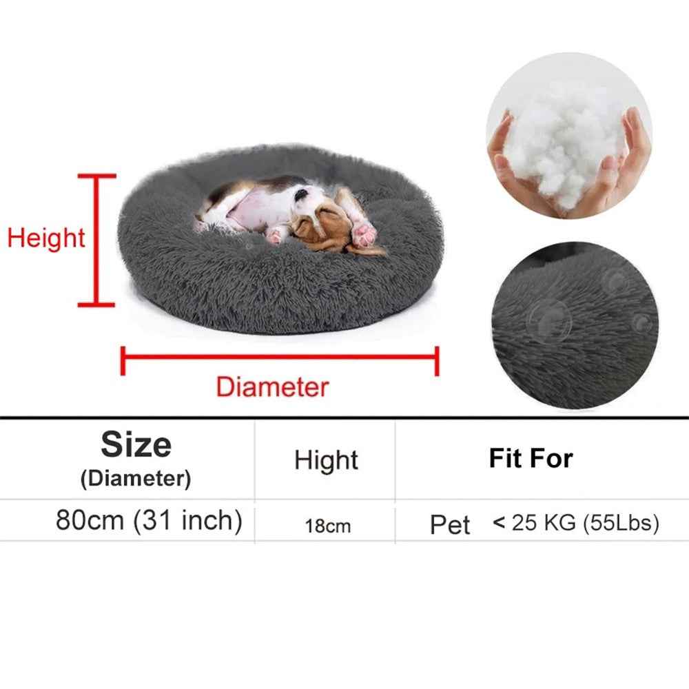 Dog Bed Donut Large Soft Plush Cat Bed XL For Calming Pet Anti-anxiety Washable