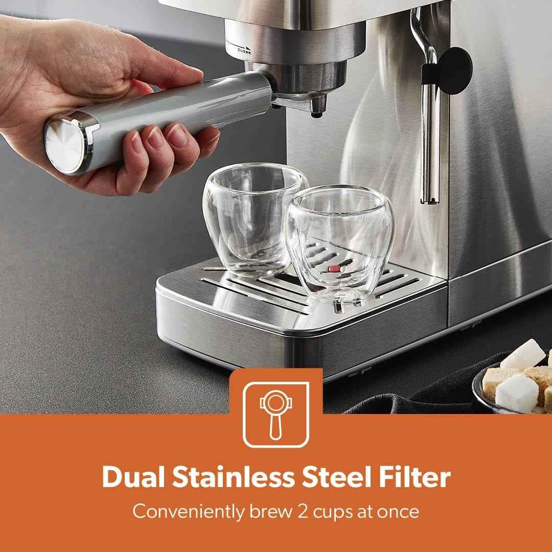 GEEPAS 1450W Espresso Cappuccino Coffee Machine & 200W Coffee Spice Grinder Set