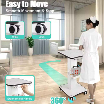 White Beauty Salon Trolley On Wheels SPA Machine Storage Rolling Trolley Cart K