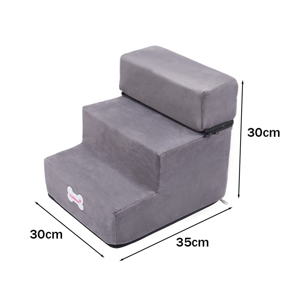 3/4/5 Steps Dog Stairs Pet For Bed Sofa Cats Ladder Ramp With Removable Cover UK