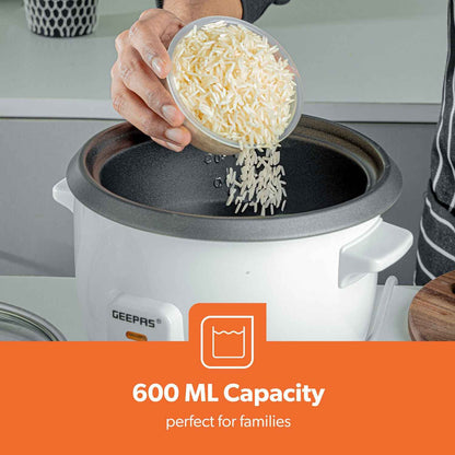 GEEPAS Electric Rice Cooker Steamer Pot 3 in 1 Cooking Non Stick Keep Warm