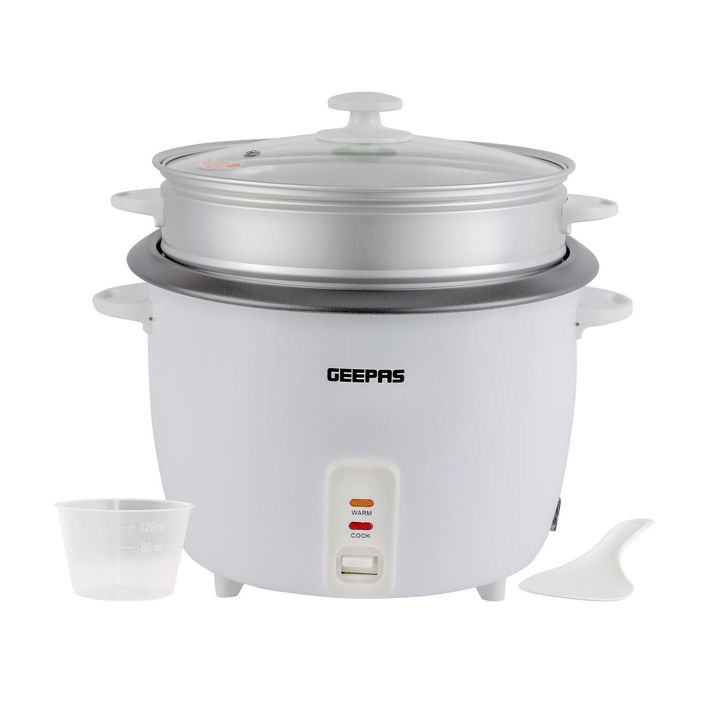 GEEPAS Electric Rice Cooker Steamer Pot 3 in 1 Cooking Non Stick Keep Warm
