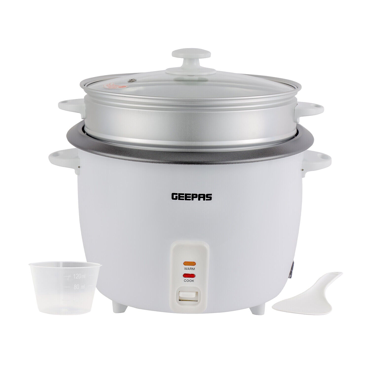 GEEPAS Electric Rice Cooker Steamer Pot 3 in 1 Cooking Non Stick Keep Warm