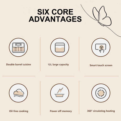 12L Air Fryer Dual Zone Digital Oven Cooker Oil Free Low Fat with 100 Tray Large