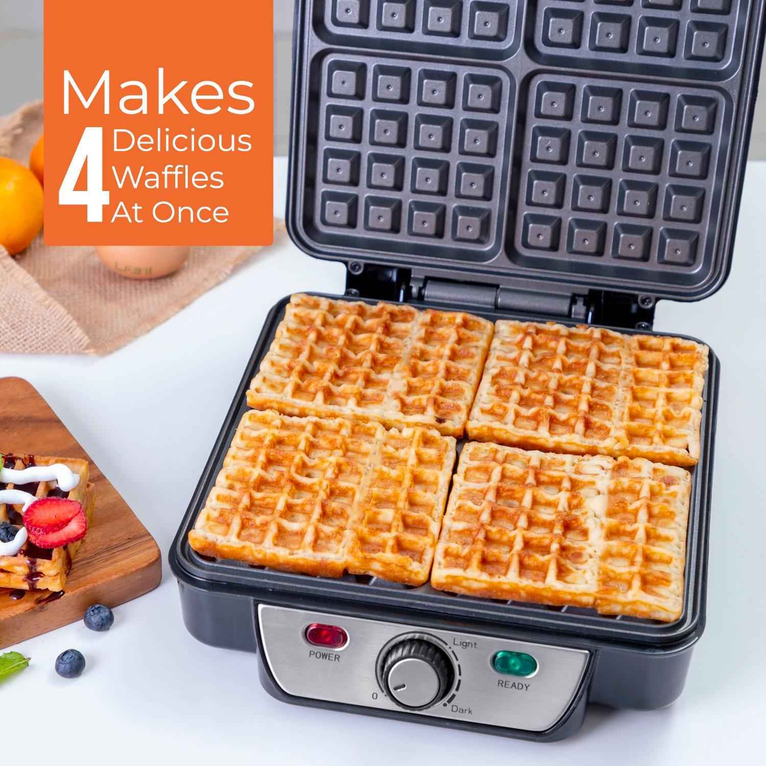 Waffle Maker iron 4 Slice Non-Stick Electric Belgian Waffle Machine 1000W Geepas