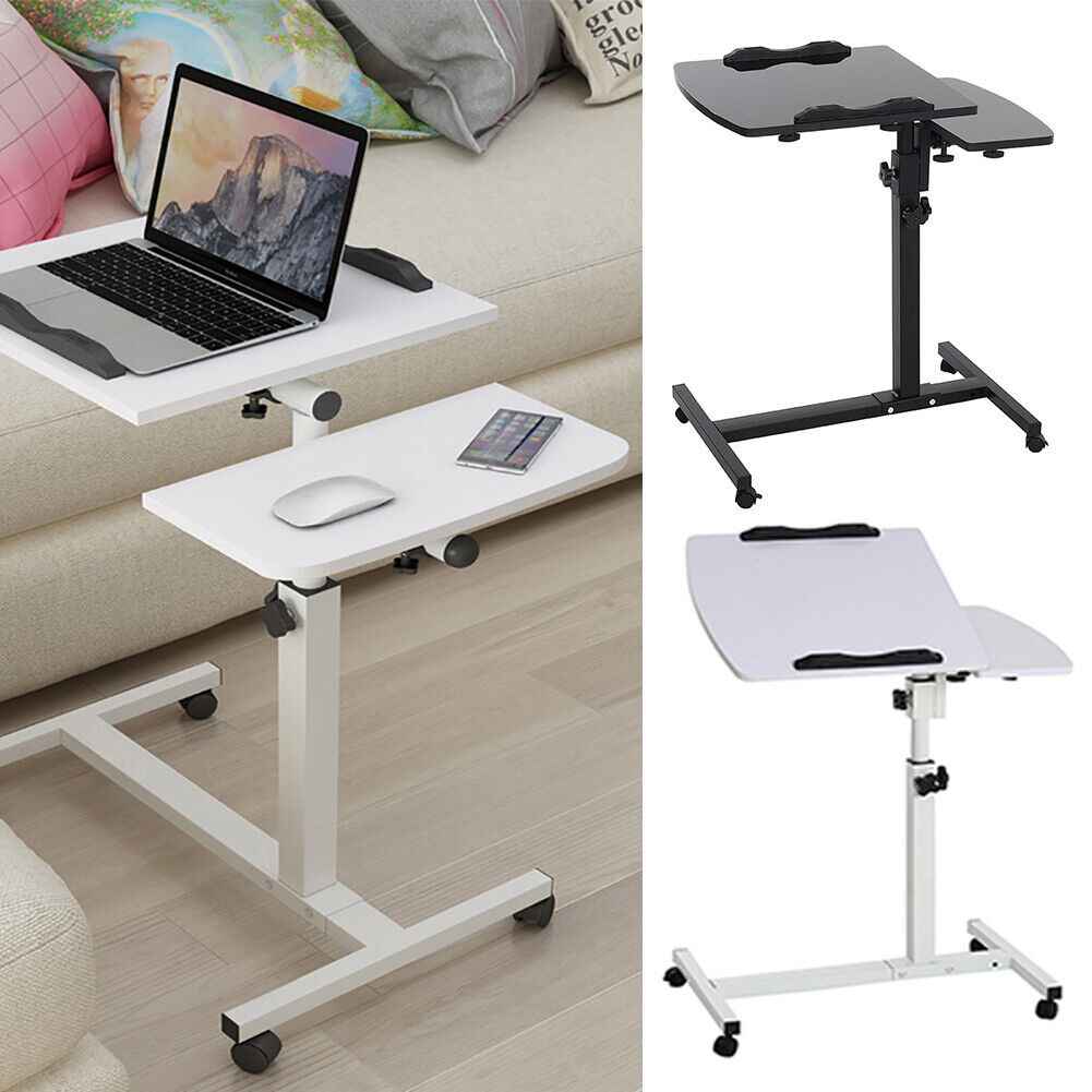 Adjustable Height Overbed Chair Dining Tray Table Mobile Tilting Tabletop Desk
