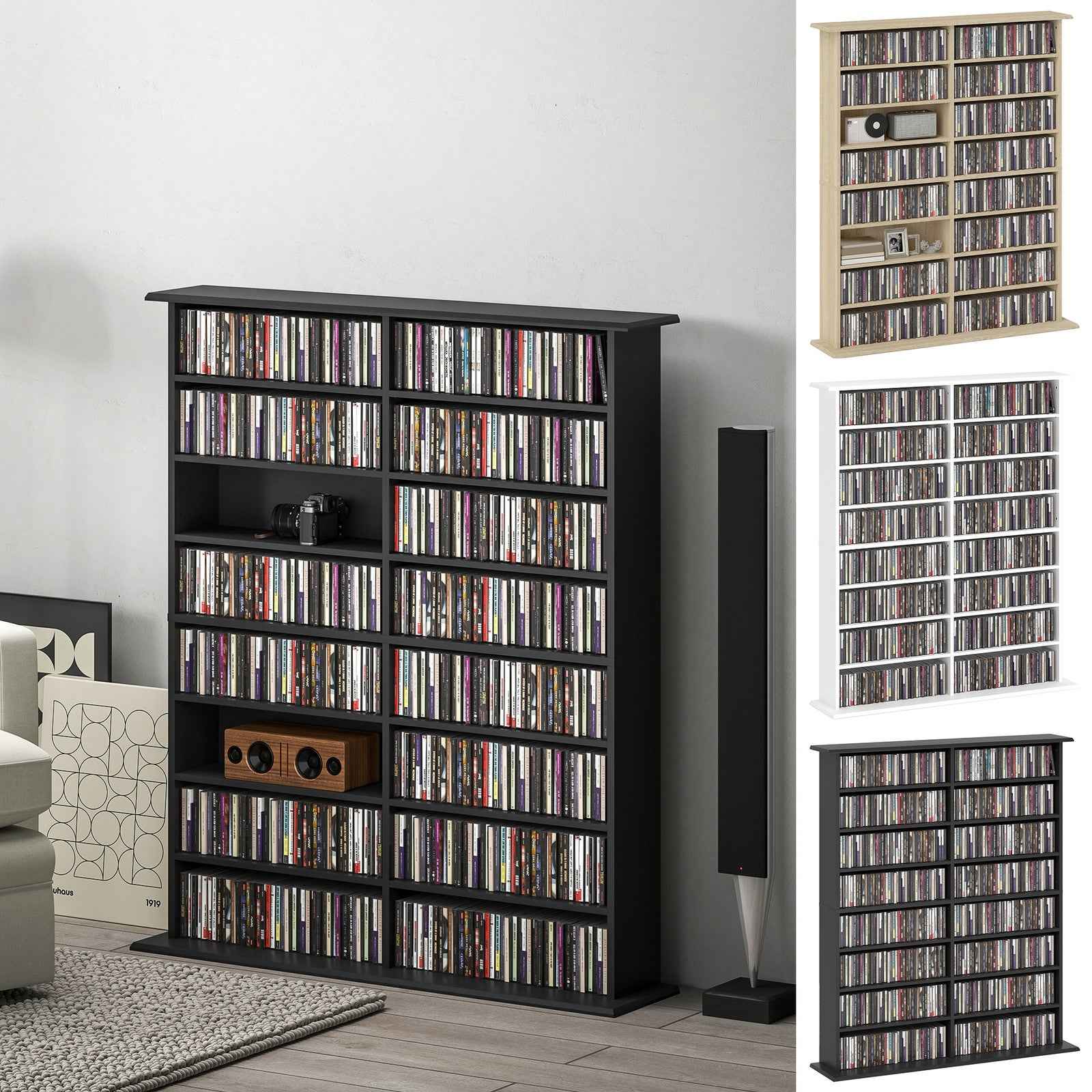 720 CD/396 DVD/396 Blu-ray Storage Tower with 12 Adjustable Shelves