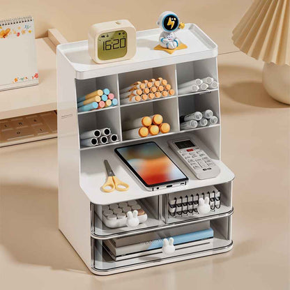 2 Drawers 6 Grids Desk Stationary Storage Box Home Office Desktop Organiser Box