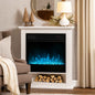 Electric Fireplace with 9 Colours Flame Effect & 5 Brightness Levels, White