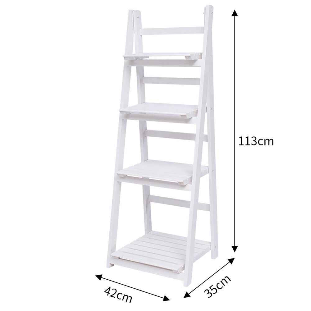 3/4 Tier Folding Wooden Ladder Shelf Flower Pot Holder Plant Stand Rack Storage