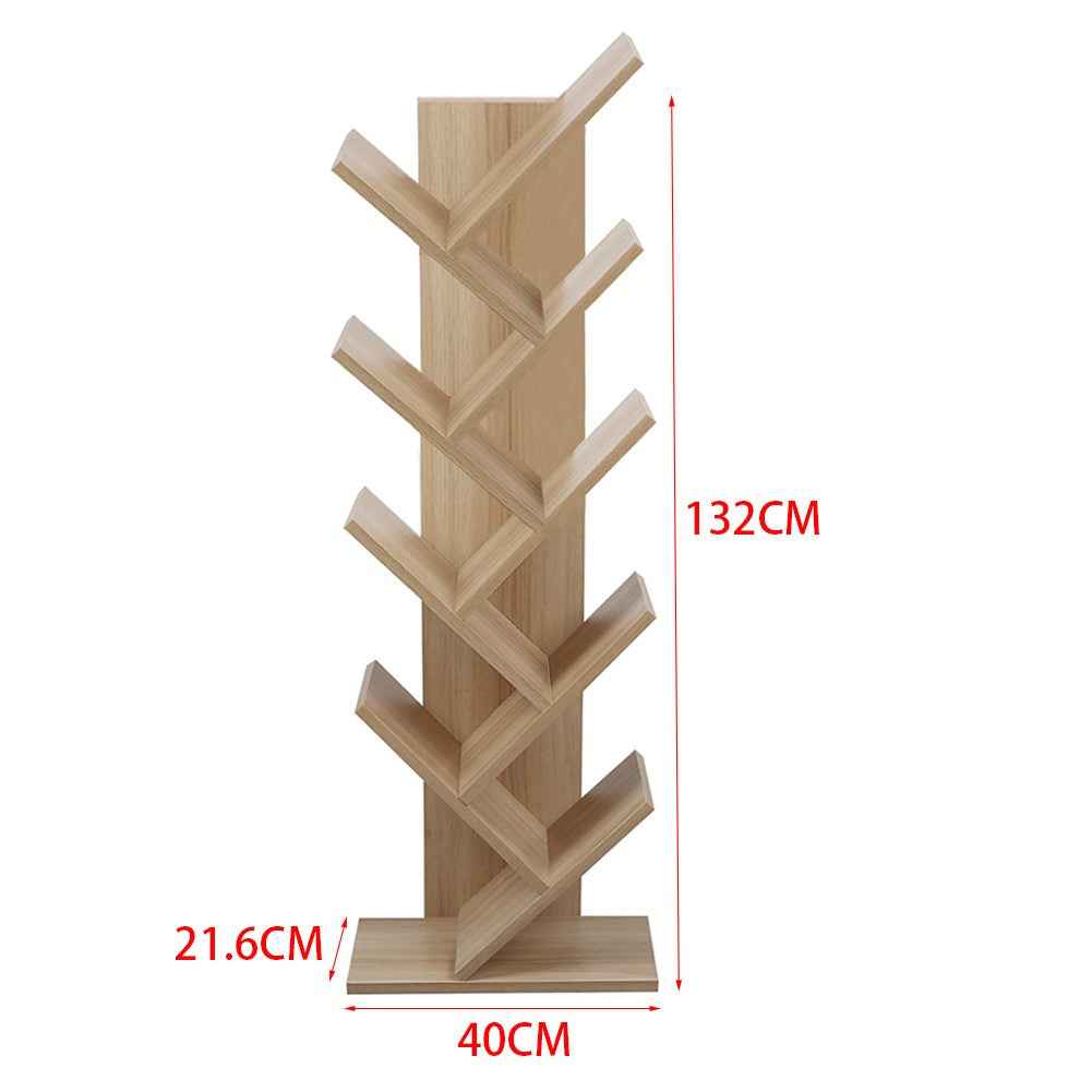 3/5/9 Shelf Tree Free Standing Bookshelf Wood Shape Desk Bookcase Display Rack