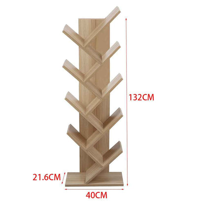 3/5/9 Shelf Tree Free Standing Bookshelf Wood Shape Desk Bookcase Display Rack
