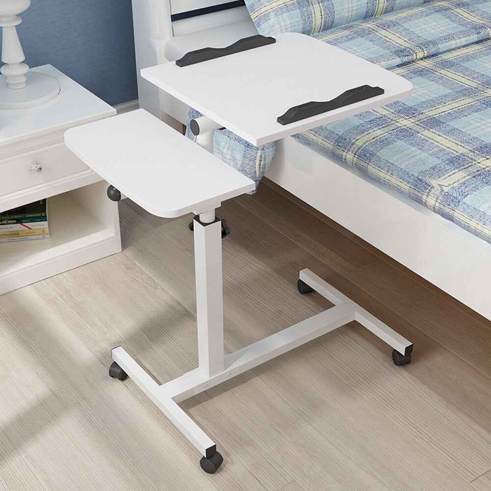 Adjustable Height Overbed Chair Dining Tray Table Mobile Tilting Tabletop Desk