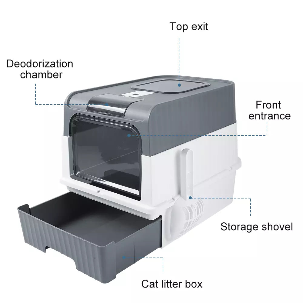 Large Cat Litter Box Self-Cleaning Pan Drawer Anti-Splashing Cat Potty Tray - Ceenaz Store