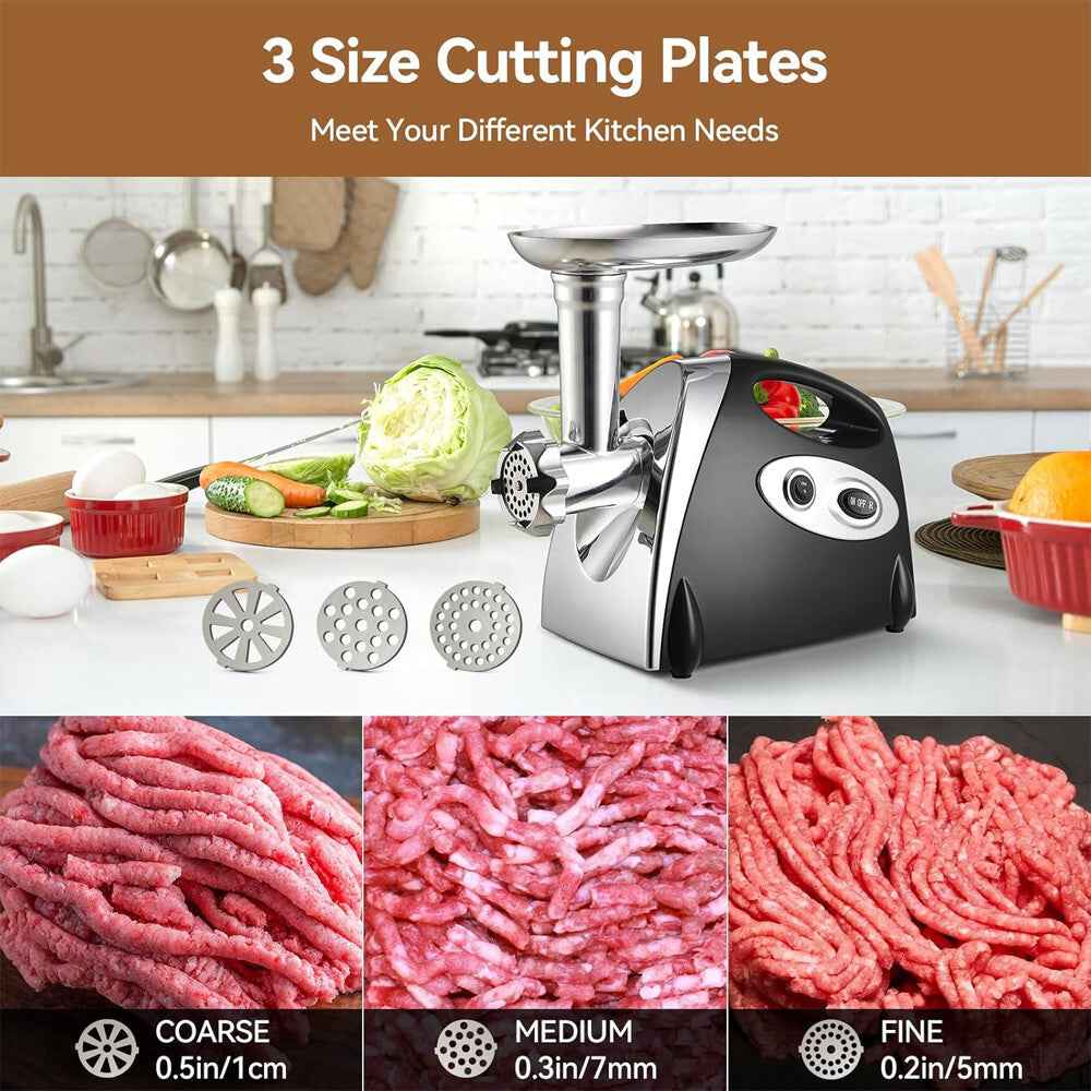 2800W Electric Meat Grinder Mincer Sausage Maker Filler Home w/3 Grinding Plates
