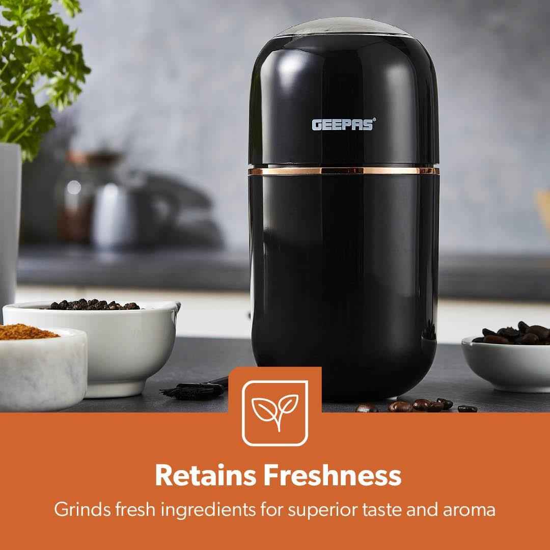 80g Coffee Grinder Stainless Steel Blades Dried Spice Nuts Herbs Mill 200W Black