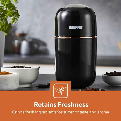 80g Coffee Grinder Stainless Steel Blades Dried Spice Nuts Herbs Mill 200W Black