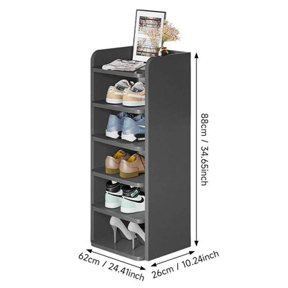 5-8 Tier Black Wooden Hallway Shoe Rack Open Shelves Shoe Cabinet Storage Unit
