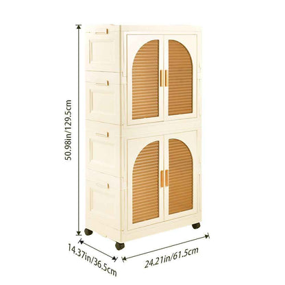 Folding Wardrobe Storage Large Plastic Cabinet with Hanging Rod Clothes Closet