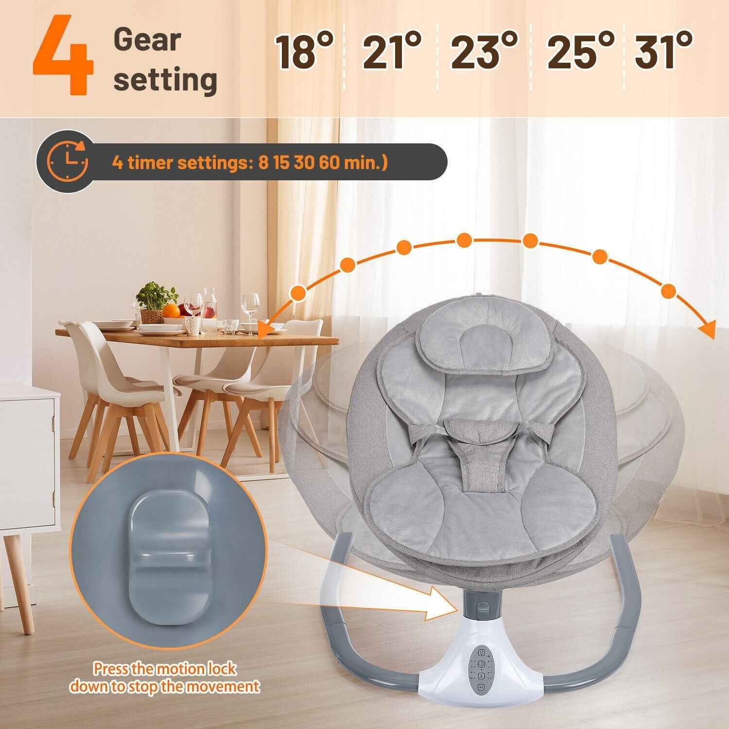 OYAJIA Bluetooth Electric Baby Swing Infant Cradle Bouncer Rocker Chair w/ Yaotu