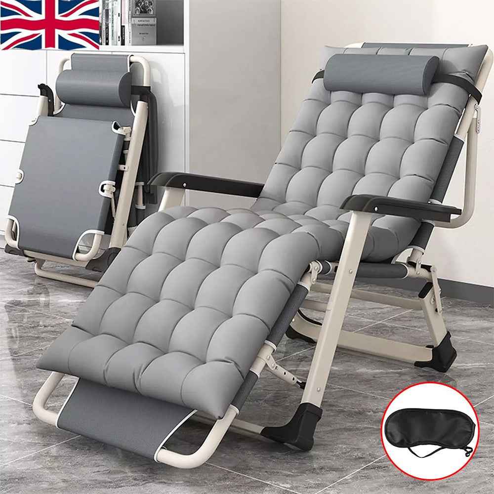 Outdoor Reclining Zero Gravity Chair Extra Wide Adjustable Garden Sun Lounger UK