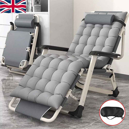 Outdoor Reclining Zero Gravity Chair Extra Wide Adjustable Garden Sun Lounger UK
