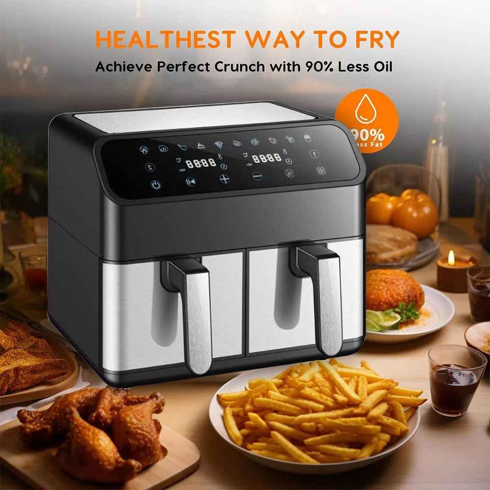 6L+6L Dual Zone Digital Air Fryer Oven Cooker Oil Free Low Fat with 100 Tray