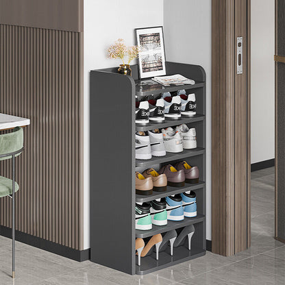 5-8 Tier Black Wooden Hallway Shoe Rack Open Shelves Shoe Cabinet Storage Unit