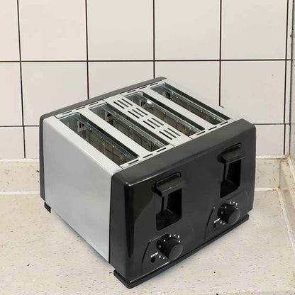 4 Slice Black Toaster Wide Slot New- Variable Browning - Defrost - Reheat
