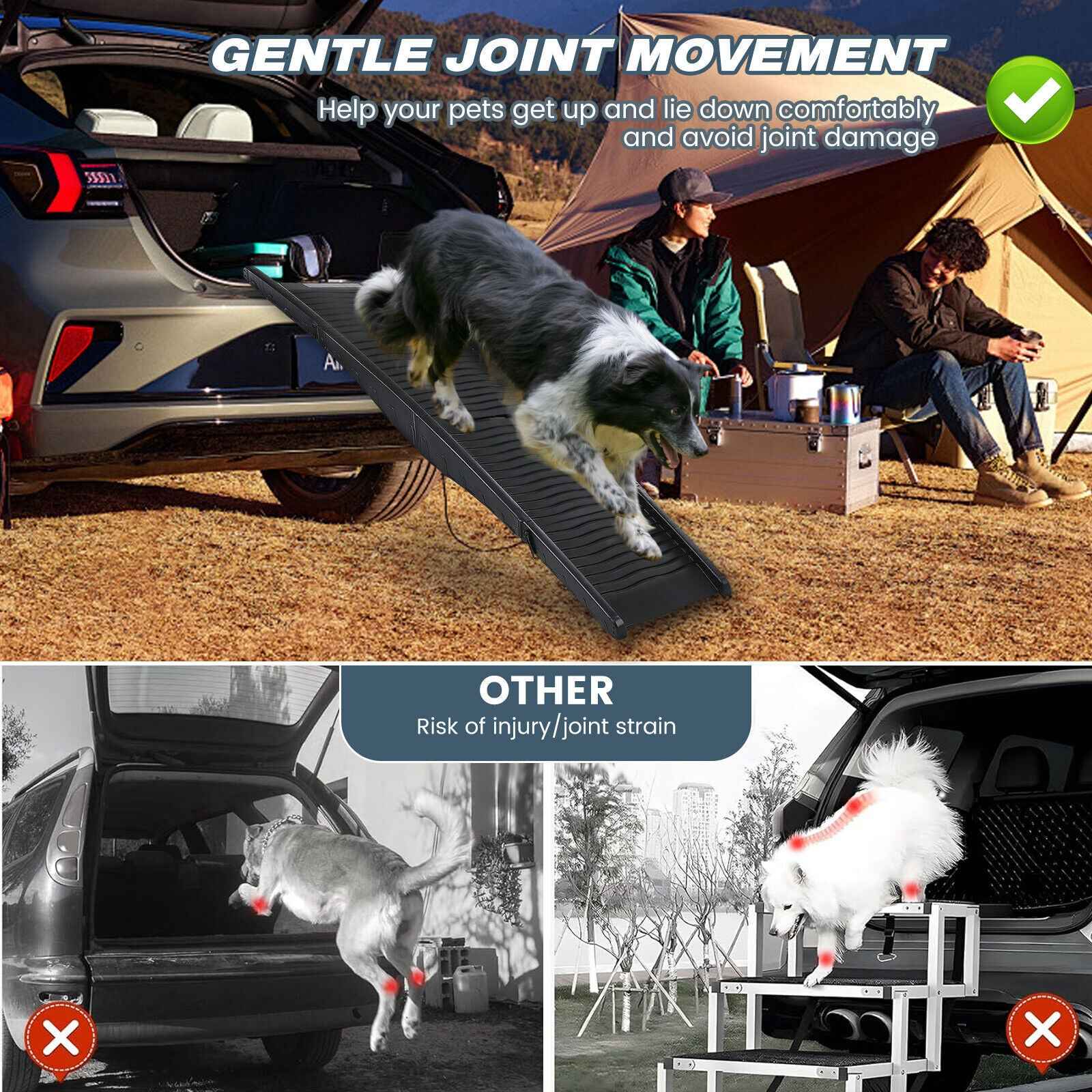 Foldable Dog Ramps, Portable Pet Ramp with Non-slip Foot Pads, Easy-Fold Lightwe