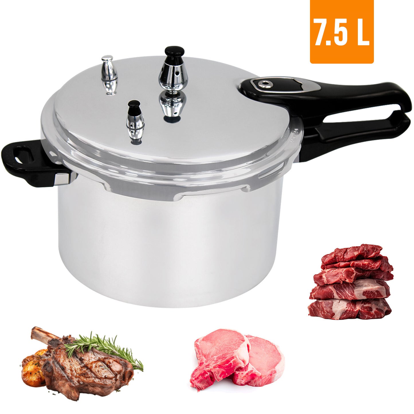 3.5/6/7.5 Litre Dual Handle aluminum Pressure Cooker Kitchen Catering Cookware