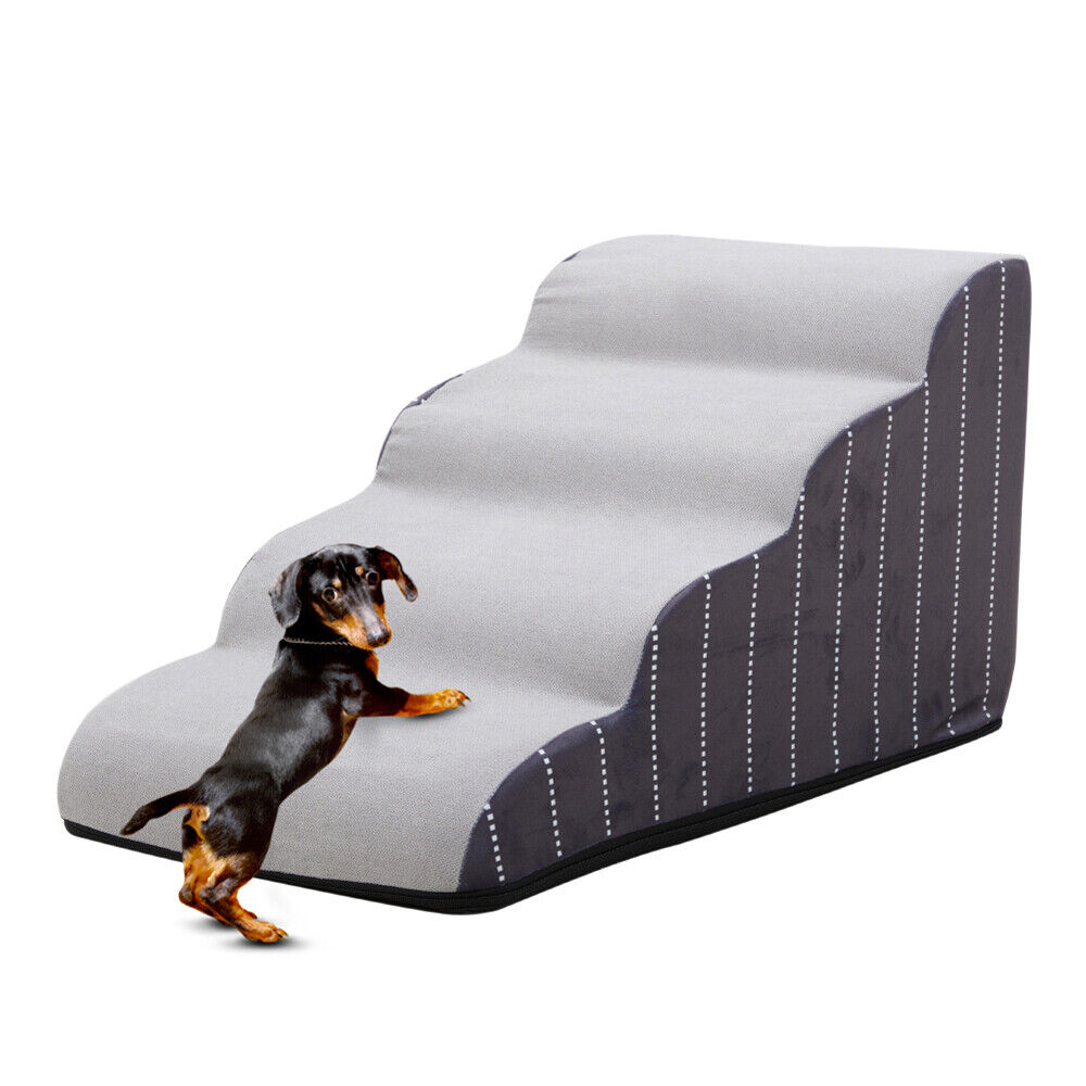 3/4/5 Steps Dog Stairs Pet For Bed Sofa Cats Ladder Ramp With Removable Cover UK