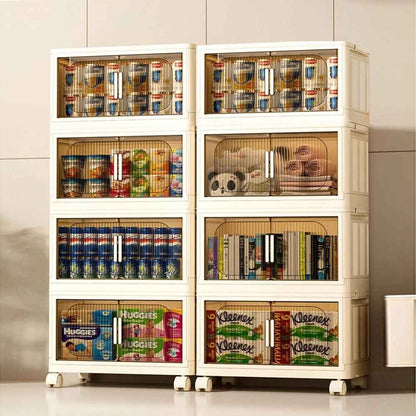 Large Folding Storage Box Stackable Case Cabinet Closet Home Organizer on Wheel