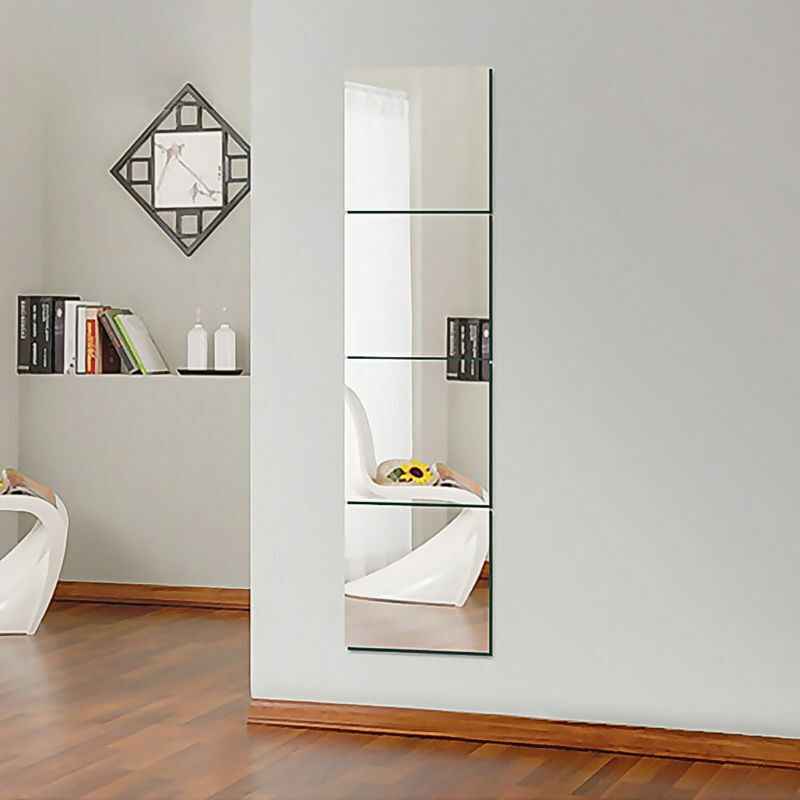 Large Mirror Tiles Wall Sticker Acrylic Self Adhesive Stick On AntiShatter Decor