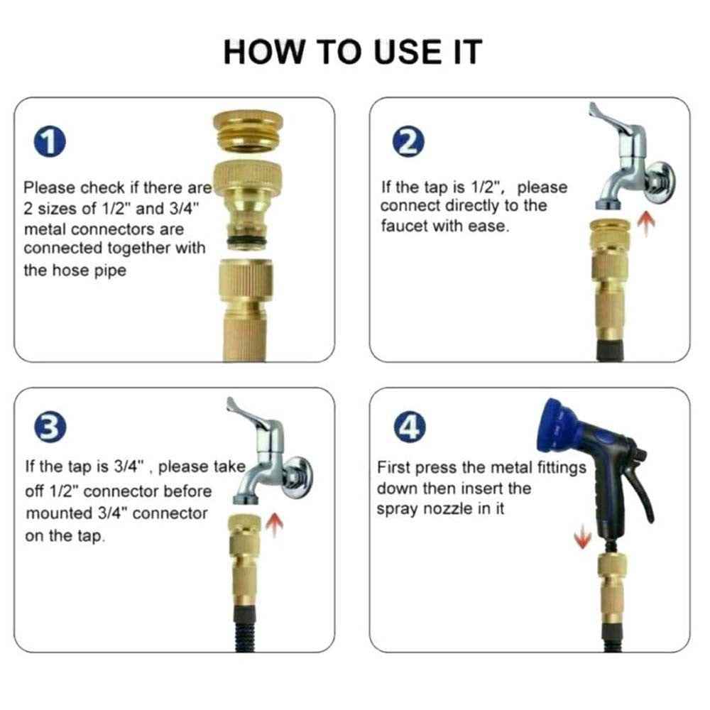 200FT Heavy Duty Expandable Garden Hose Flexible Hose Pipe 10 Modes Spray Gun UK