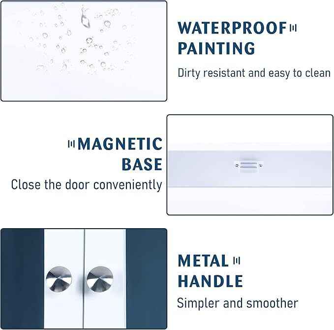 White Bathroom Mirror Cabinet Wall Mounted Storage Unit Cupboard Door Shelves